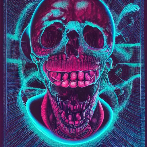 Image similar to pastel screen print on thick paper of album artwork for the band TOOL designed by Ash Thorp and Nychos.