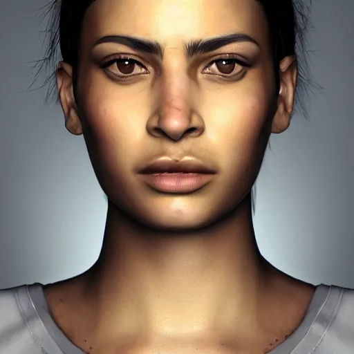 Image similar to hyperrealistic portrait of beautiful angry mixed race woman, photo realistic, symmetrical, dynamic lighting, artstation, poster, volumetric lighting, very detailed face, 4 k, award winning