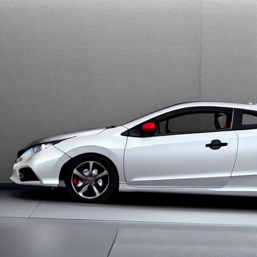 Prompt: 2 0 1 3 civic si coupe with no wheels and ultra realistic mirror paint unreal engine