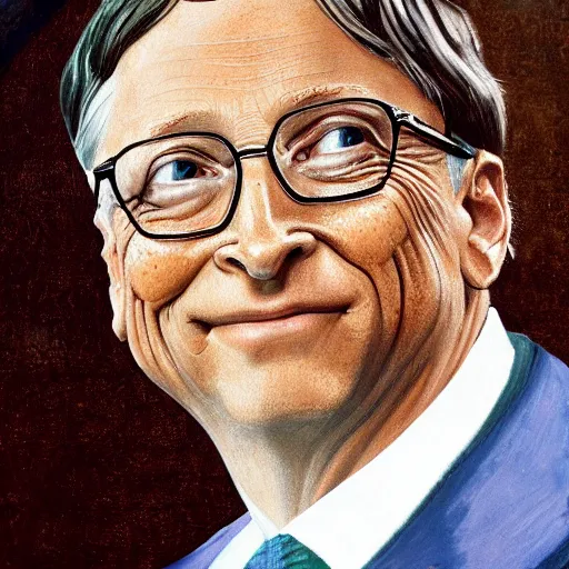 Prompt: Painting of Bill Gates on the ceilling of the Sistine Chapel by Michelangelo