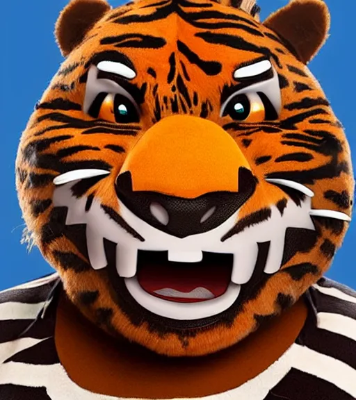 Prompt: jack black dressed as Tony the Tiger