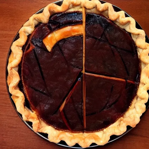 Prompt: a pie chart made of actual pie