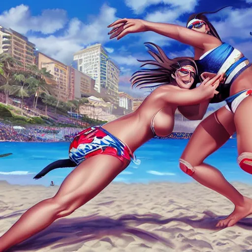 Image similar to dead or alive extreme beach volleyball drawn by artgerm