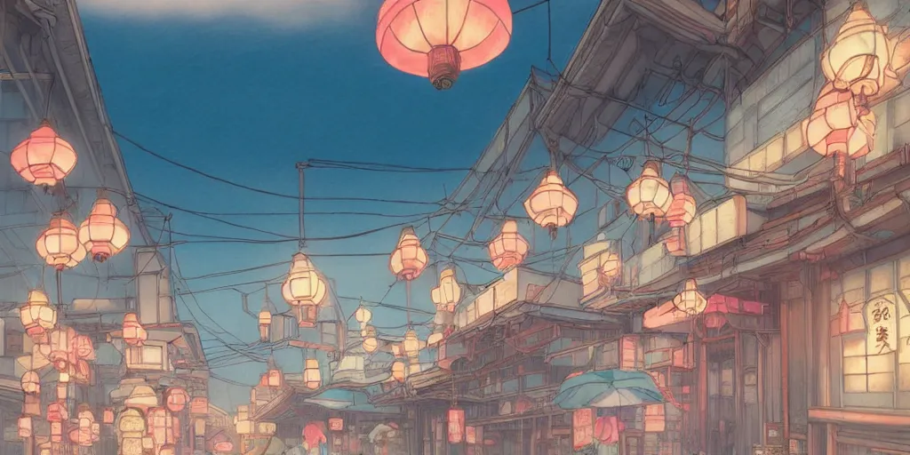 bathhouse ( spirited away ), japanese, lanterns. | Stable Diffusion ...