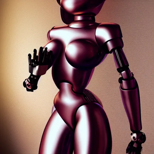 Prompt: female alive robot girl full frontal, anna uddenberg style, housewife, fur, 8 k, highly detailed