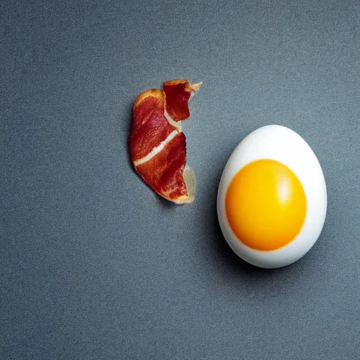 Image similar to an egg and a piece of bacon combined as one, concept , photo, 4k detail