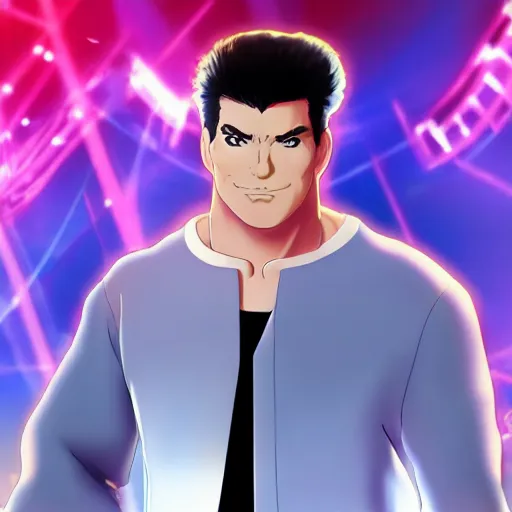 Prompt: simon cowell as an anime character, gorgeous lighting, unreal engine, movie composition