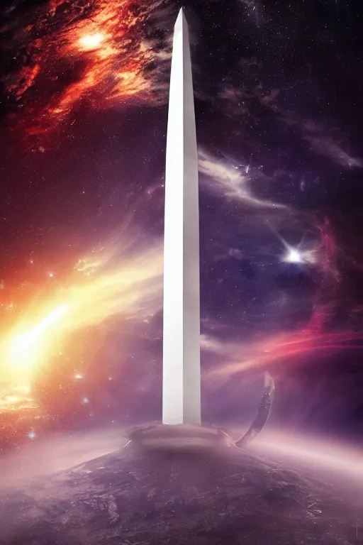 Image similar to buenos aires obelisk as a spaceship taking off, photorealistic sci - fi dramatic lighting fantasy art wallpaper