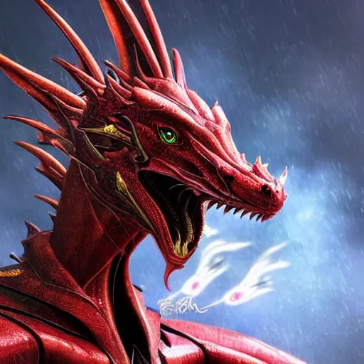 Image similar to stunning cinematic realistic full-body shot, of a beautiful hot anthropomorphic robot female dragon, well designed highly detailed cute female dragon head with slick eyes, looking down at the camera with a smirk, well armored, detailed claws, high quality, HD octane render, fantasy, furry art, Artstation, Deviantart, Furaffinity