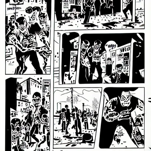 Image similar to zombie apocalypse by darwyn cooke, detailed