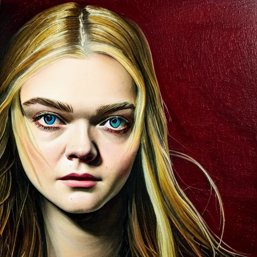 Prompt: professional painting of Elle Fanning in the style of Jeffrey Smith, head and shoulders portrait, symmetrical facial features, smooth, sharp focus, illustration, intricate, stormy weather, extremely detailed masterpiece,