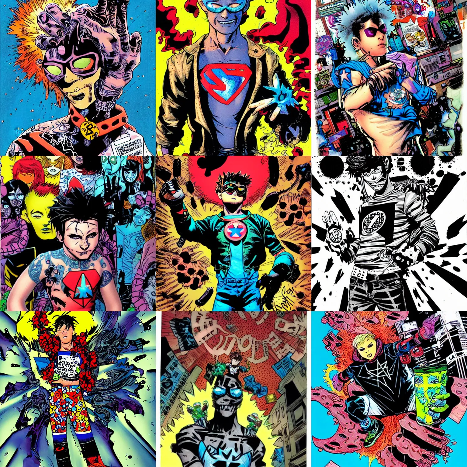 Prompt: tatoo teen boy with acid super power, by chris bachalo
