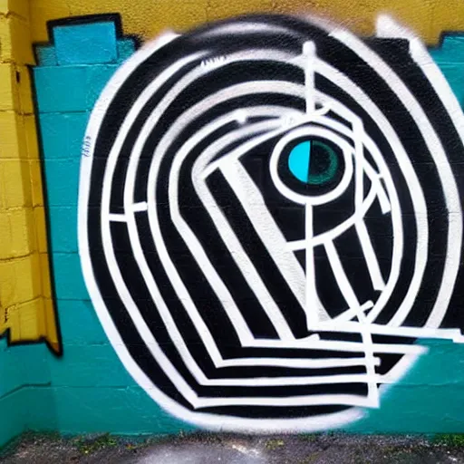 Image similar to graffiti of man with one eye made with circles and lines