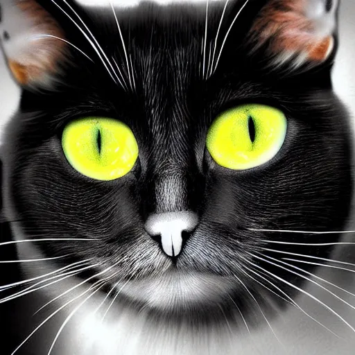 Image similar to a beautiful cat with big anime eyes digital art