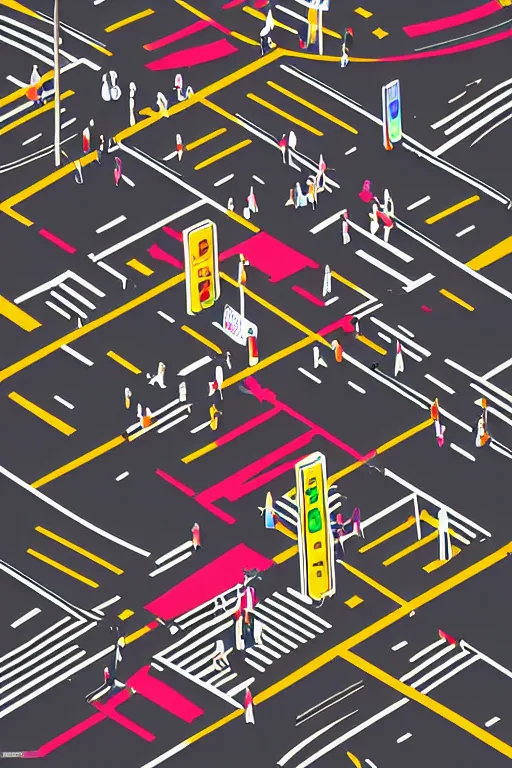 Image similar to minimalist boho style art of colorful shibuya crossing tokio, illustration, vector art