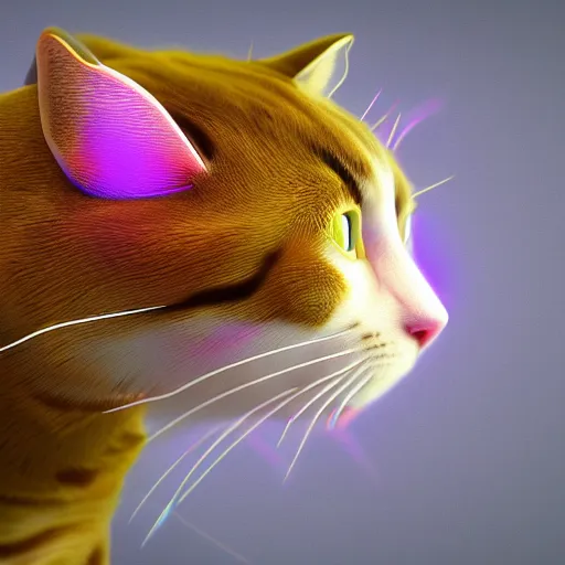 Image similar to photorealistic floppa cat. hyperdetailed photorealism, 1 0 8 megapixels, amazing depth, high resolution, 3 d shading, 3 d finalrender, 3 d cinematic lighting, glowing rich colors, psychedelic overtones, artstation concept art.