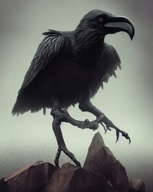 Image similar to giant dark raven inflateble shapes, mystery, mysterious, soft shadows, soft dark muted colors, simple shapes, golden ratio, perfect composition, darkness, masterpiece, dramatic, medium close - up ( mcu ), vogue, highly detailed, artstation, concept art, dark poisoned forest background, octane render