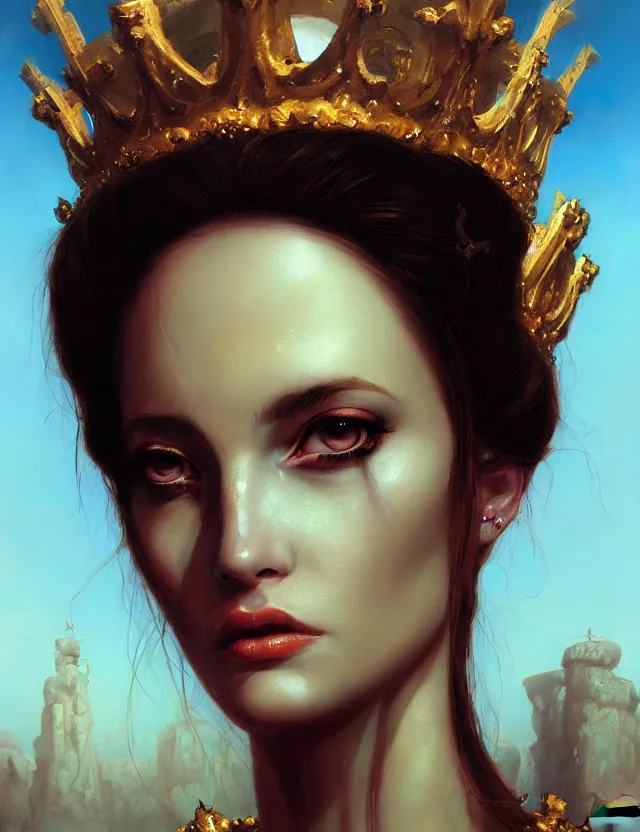 Image similar to blurred background. close-up portrait of a goddess in crown, by Chris Mars and greg rutkowski