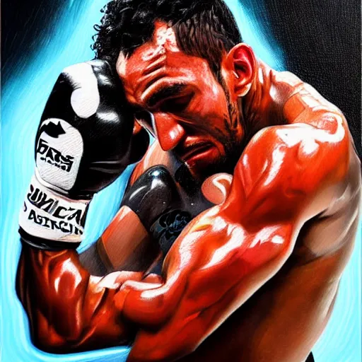 Prompt: tony ferguson knocked out, trending on artstation, detailed art, oil painting