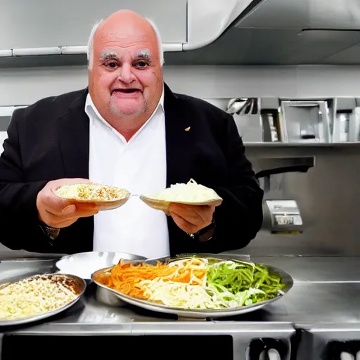 Image similar to gerry scotti eating rice while flying