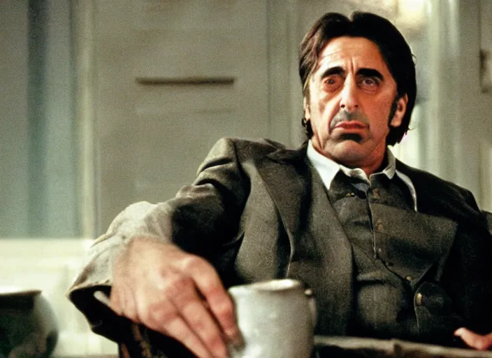 Image similar to film still of !!!!Al Pacino!!! as Everett in Oh Brother Where Art Thou 2000, 4k