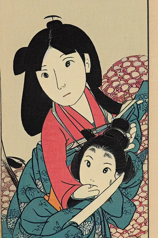 Image similar to Japanese woodblock print of real girl dora the explorer, hokusai