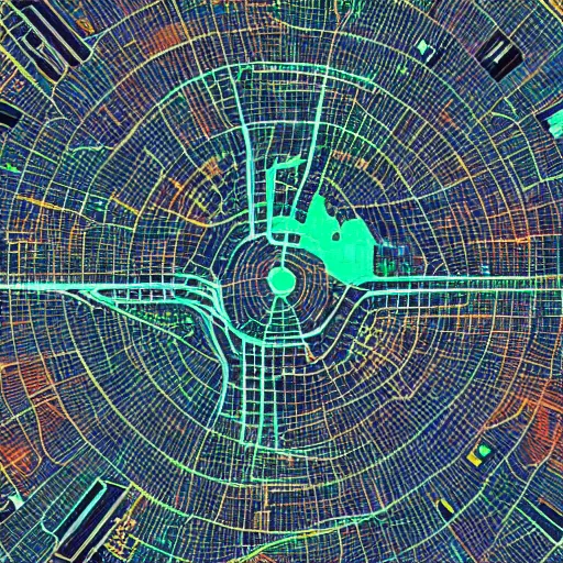 Image similar to very detailed GIS map of cosmic ancient high technology cities, avoid symmetry, broken google maps, open street maps, maxar, astral, 8K, cinematic, generative art, antialiasing, total eclipse, microbiology, circuit, psychic, octane