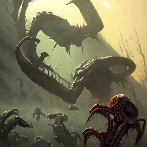 Image similar to alien zombies geog darrow greg rutkowski