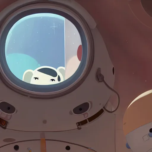 Image similar to baby harp seals as astronaut in a space ship, year 2 3 0 0, atey ghailan, goro fujita, studio ghibli, rim light, sharp lighting, clear focus, very coherent,