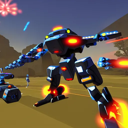 Image similar to screenshot from the game robocraft of a railgun bot, 8 k resolution