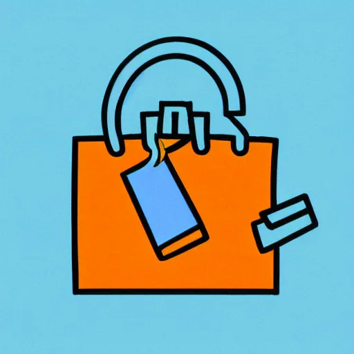 Prompt: drawing of a cursor dragging a shirt to a shopping bag
