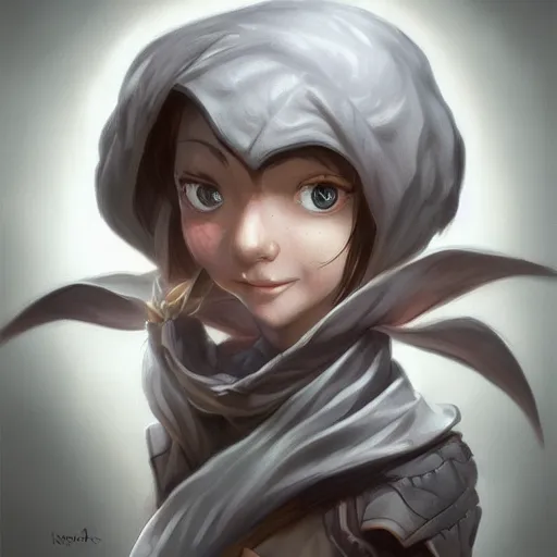 Image similar to Goblin Cleric with large expressive eyes and a scarf, hatched ear, highly detailed, by Range Murata, artgerm, digital illustration, beautiful, concept art, trending on artstation, 4k