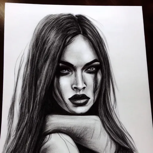 Charcoal Drawing Of Megan Fox 