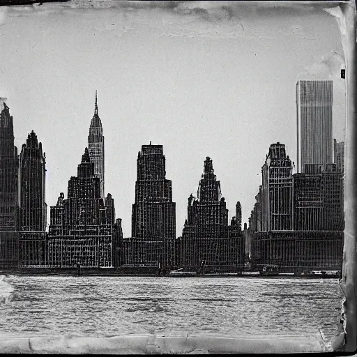 Image similar to calotype negative of new york city skyline