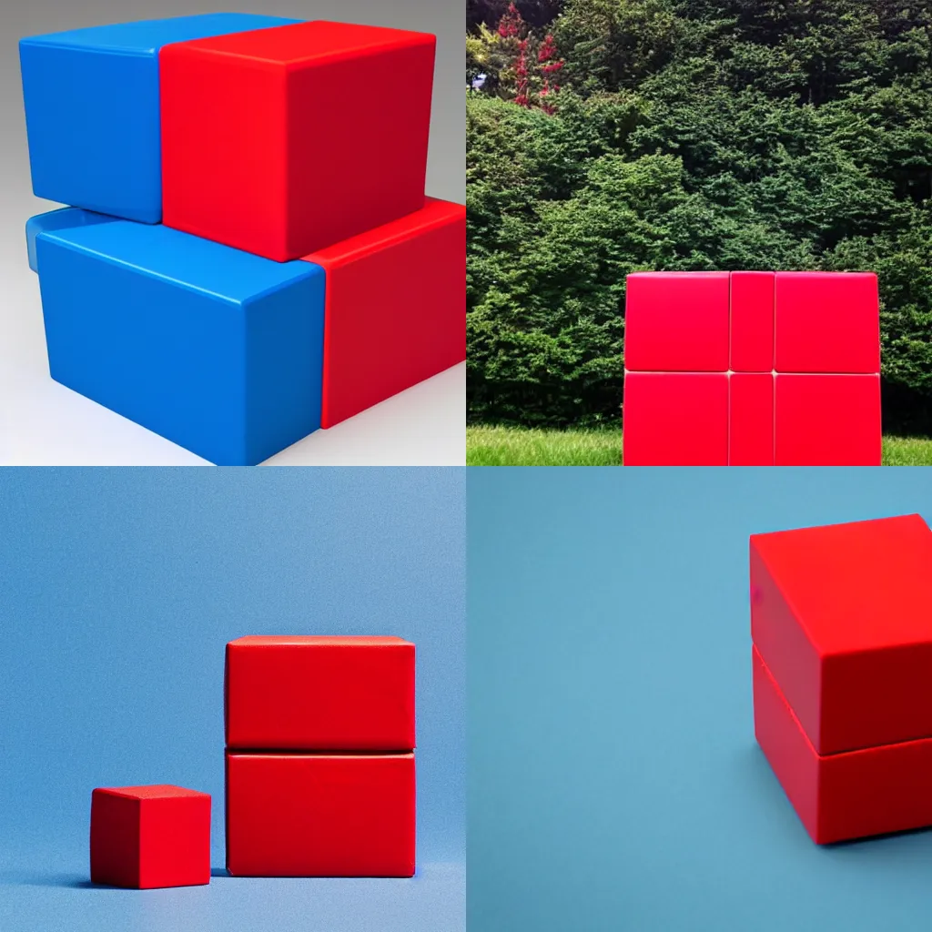 Prompt: a red cube on top of a blue cube