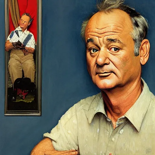 Image similar to Bill Murray portrait painted by Norman Rockwell