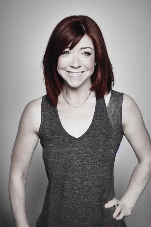 Prompt: portrait of tomboy alyson hannigan