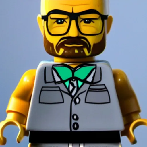 Prompt: walter white lego figure realistic photo