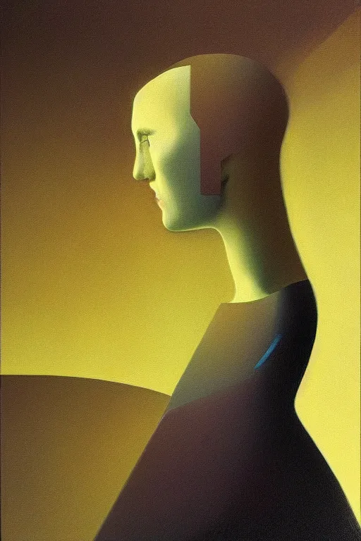 Image similar to woman wearing oculus and digital glitch head edward hopper and james gilleard, zdzislaw beksisnski, higly detailed
