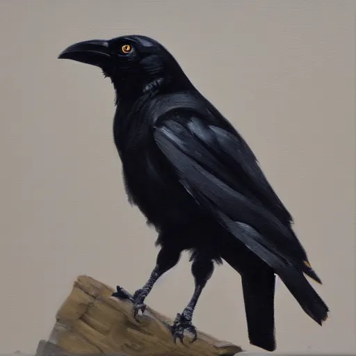 Prompt: closeup of a crow, oil paint, extremely detailed