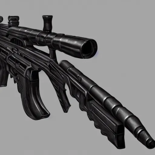 Prompt: render concept art unreal engine new gun rifle weapons future digital painting high detail sharp 4 k 8 k trending on artstation