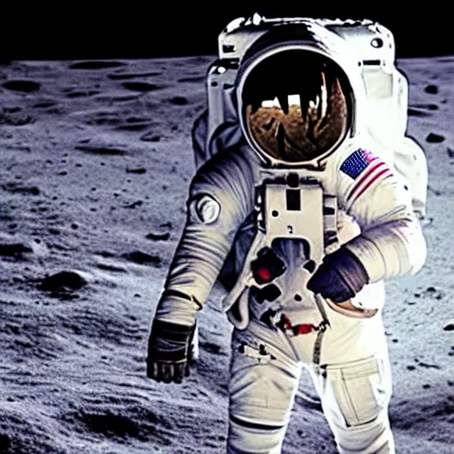 Prompt: kooikerhondje wearing an astronaut suit in the moon, photorealistic, 4k, high quality, beautiful