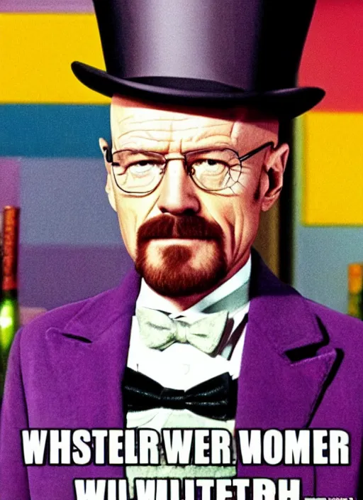 Prompt: Walter White as Willy Wonka