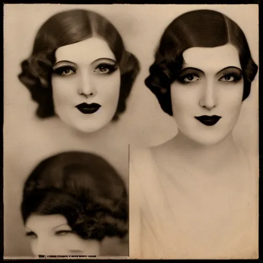 Prompt: vintage makeup 1 9 2 0 s pale women macro