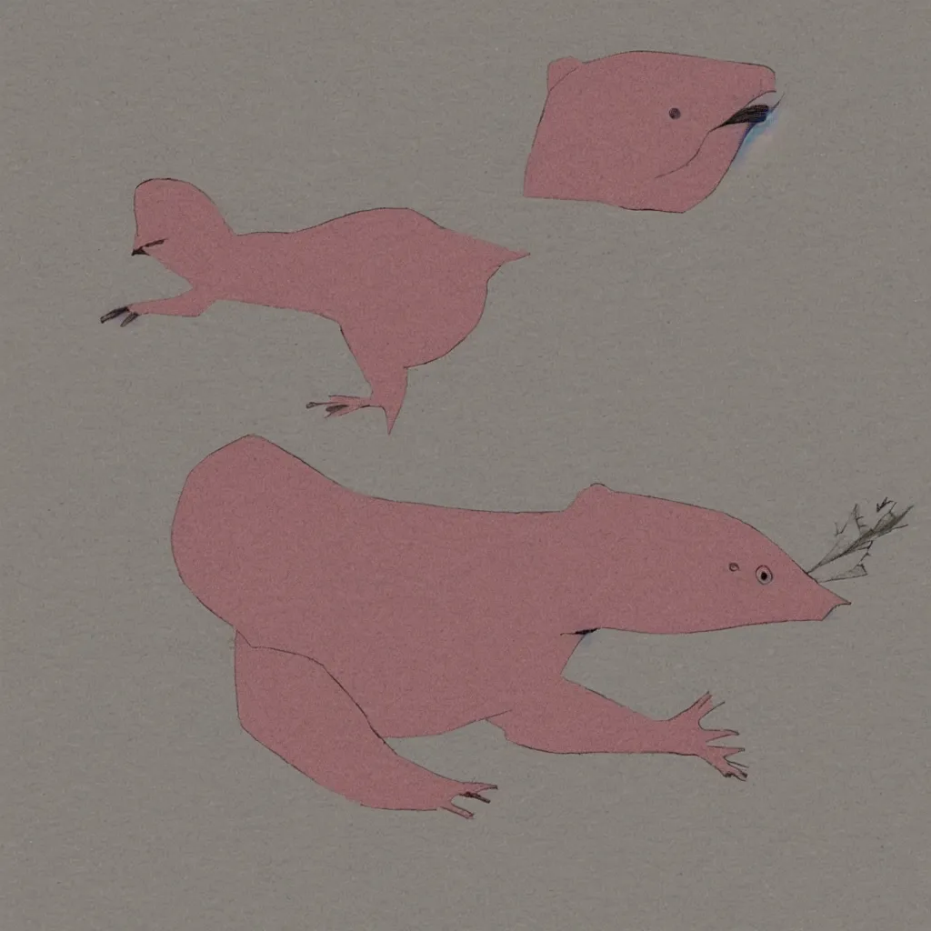 Prompt: slowpoke bird in shape of qiwi