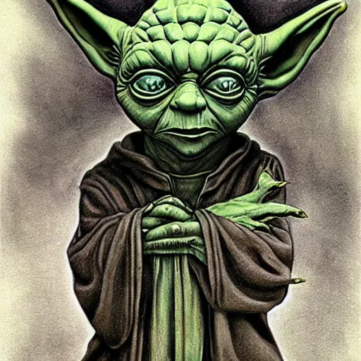 Prompt: yoda by h r giger