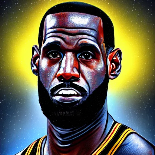 Image similar to a hyperdetailed digital oil portrait painting of Lebron James