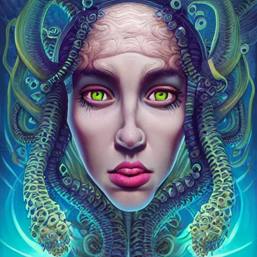 Image similar to underwater queen portrait lovecraft lovecraftian, Pixar style, by Tristan Eaton Stanley Artgerm and Tom Bagshaw.