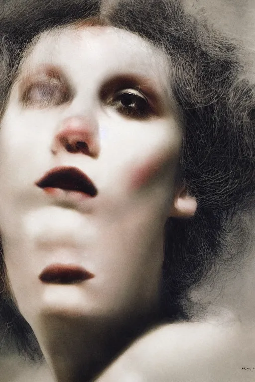 Image similar to hyperrealism close - up fashion portrait by roversi photo from the holy mountain by alejandro jodorowsky in style of francisco goya