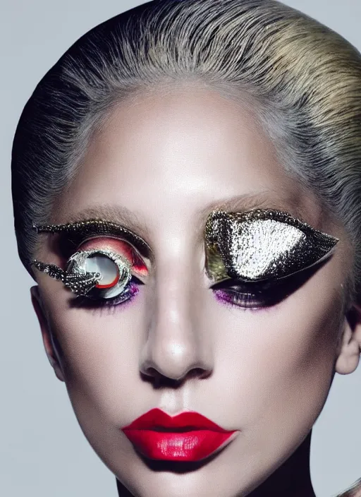 Prompt: lady gaga photoshoot by nick knight editorial studio lighting 4k makeup by Pat McGrath